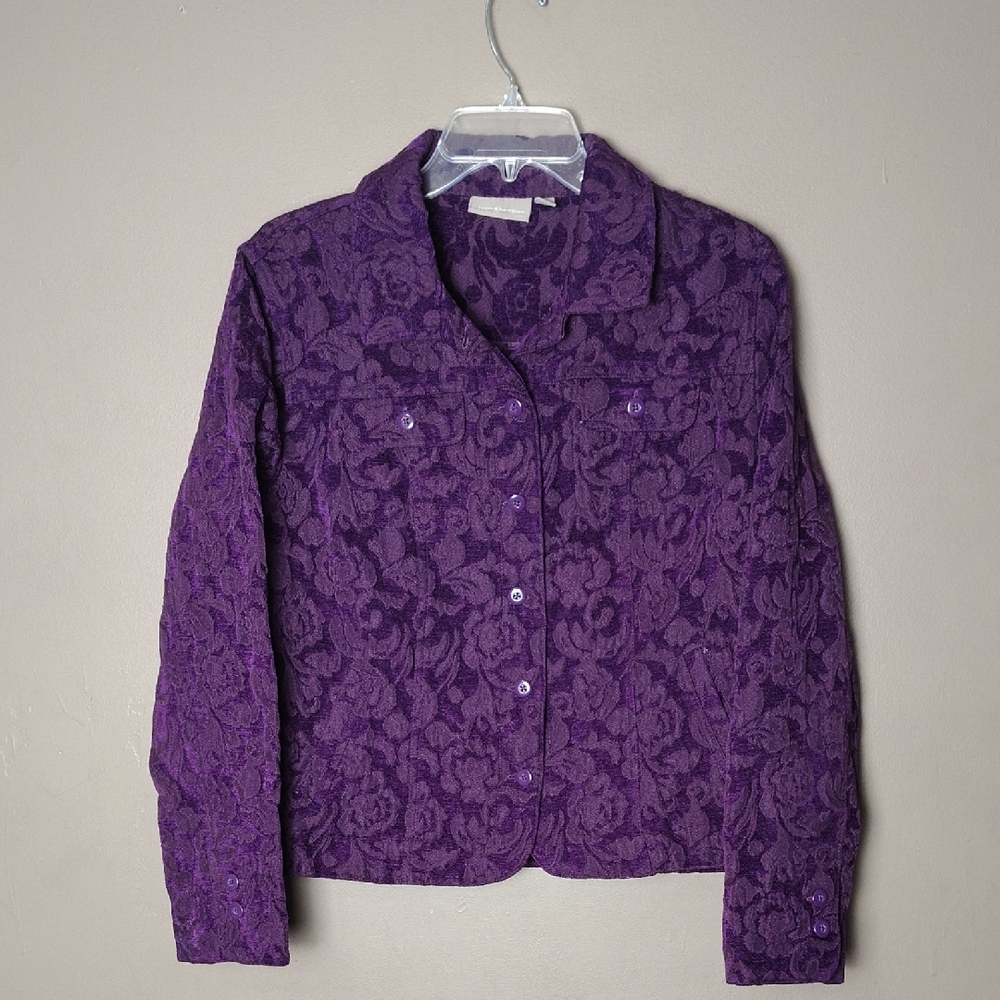 Croft & Barrow Purple Flowered Textured Blazer Size L